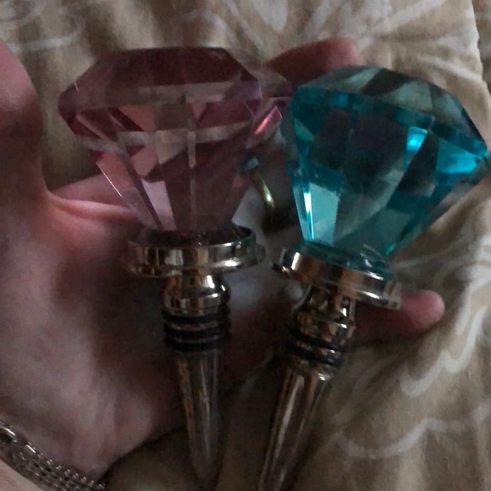 Pair of vintage large crystal bottle stoppers Excellent